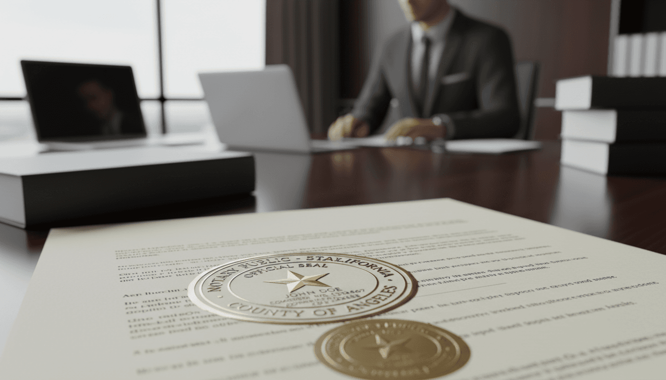 Notary stamp on official document