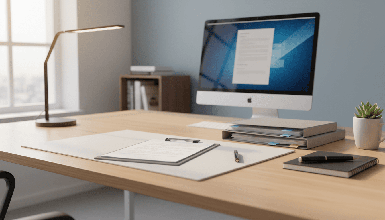 Organized business office with documents and professional workspace ready for document preparation services