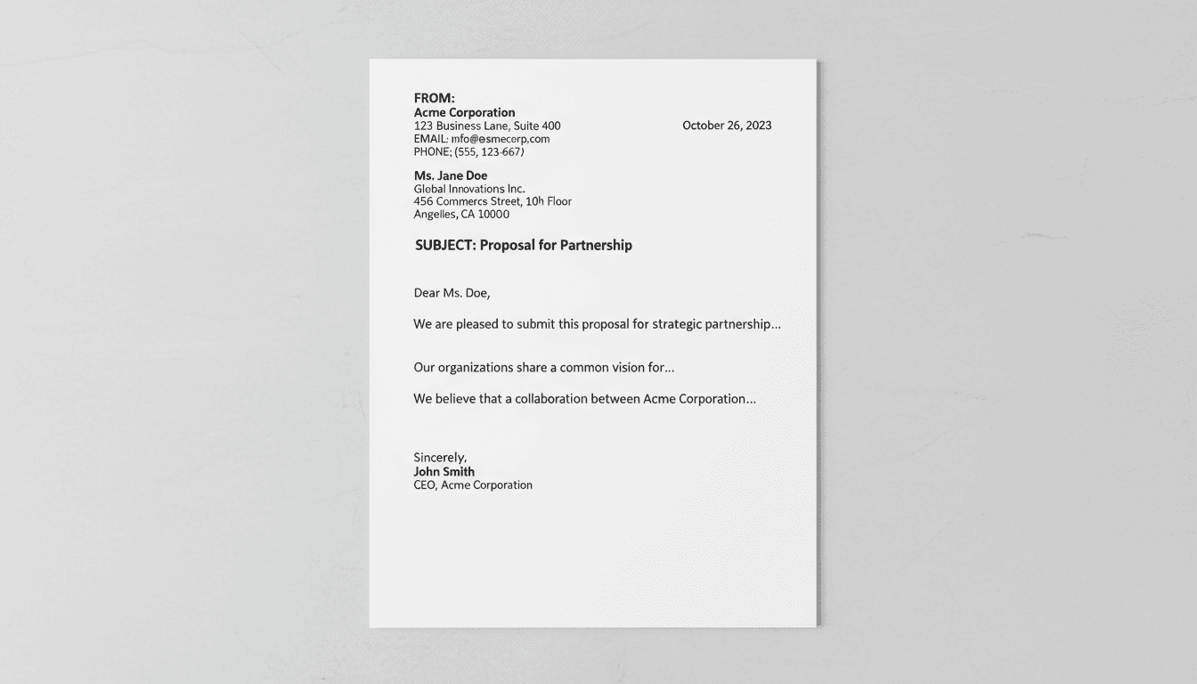 Professional letter templates